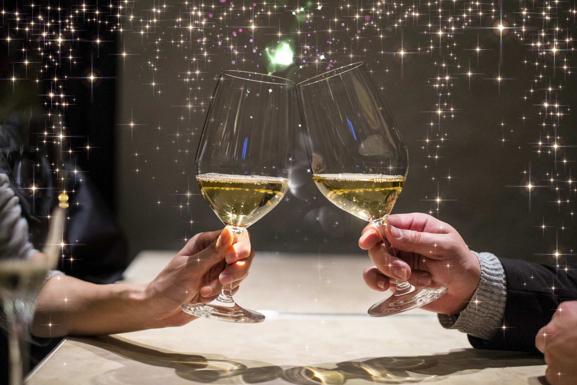 白ワインで乾杯