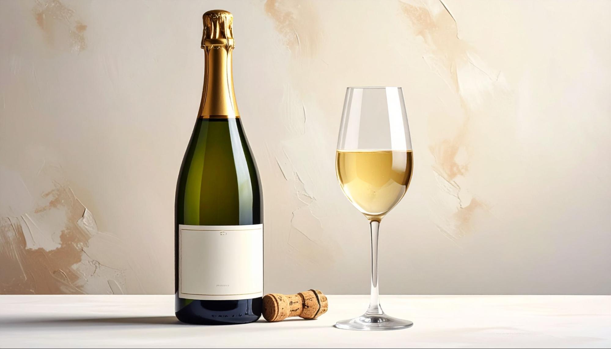 シャンパンボトルとグラス