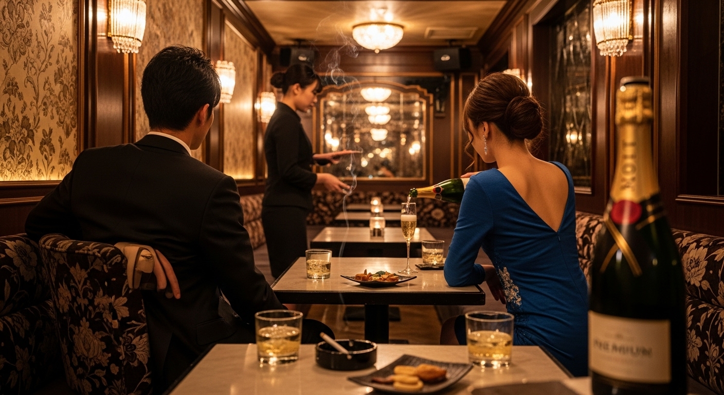 お酒を注ぐキャスト