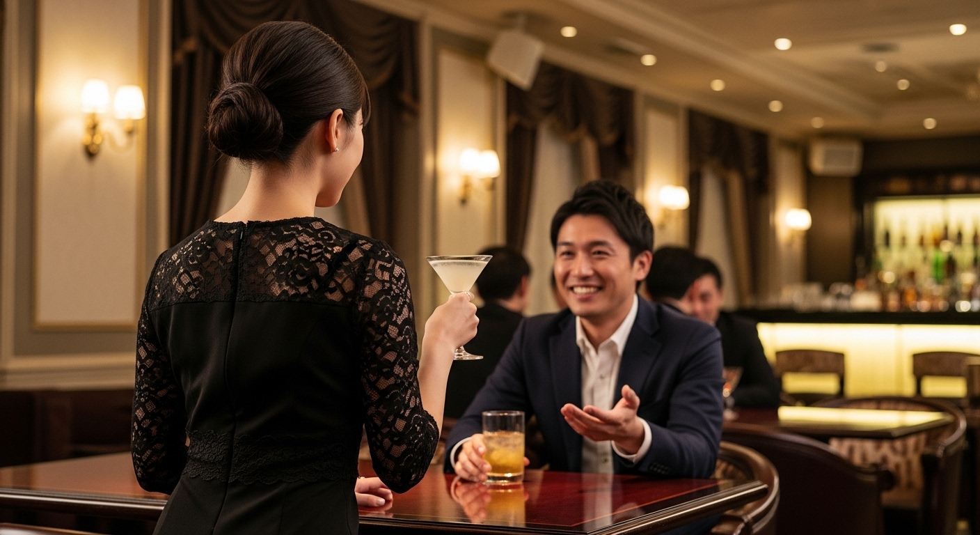 キャストと談笑する男性